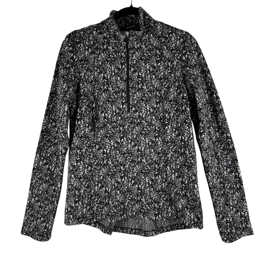 Spyder Active Top Women's Medium Black Fleece Half Zip Printed Pullover